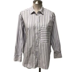 AYR The Deep End Shirt Womens Small Lavender White Striped Button Down Preppy